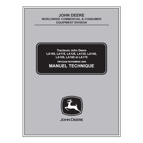 John Deere LA105, LA115, LA125, LA135, LA145, LA155, LA165, LA175 tractor cortacésped pdf manual técnico FR - John Deere manu...