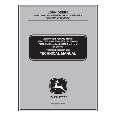 John Deere 7500, 7500E, 7700, 8500, 8500E, 8700, 8800 cortador de grama pdf manual técnico - John Deere manuais - JD-TM107919-EN