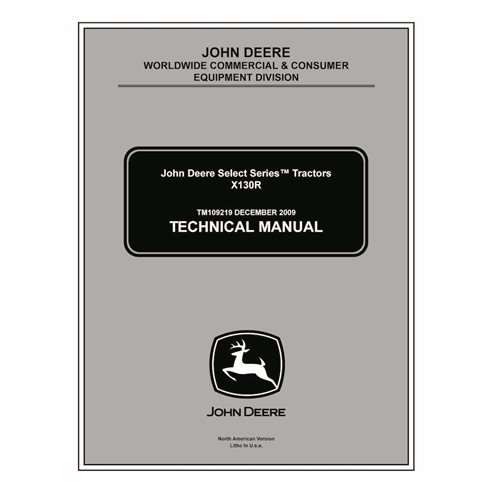 TM109219 Manual técnico do trator de grama John Deere X130R (TM109219)
