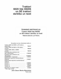 TM8246-LV John Deere 6020, 6120, 6220, 6320, 6420, 6520, 6620, 6820, 6920 tractor pdf diagnosis and tests manual LV