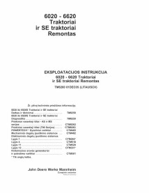 TM8260-LT Manual técnico de reparación de tractores John Deere 6020, 6120, 6220, 6320, 6420, 6520, 6620 LT (TM8260)