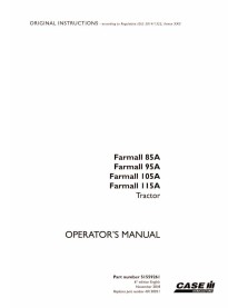 Case Farmall 85A, Farmall 95A, Farmall 105A, Farmall 115A tractor manual del operador pdf - Case manuales - CASE-51559261-EN