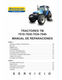 New Holland TM7010, TM7020, TM7030, TM7040 tracteur pdf manuel de réparation ES - New Holland Agriculture manuels - NH-734039...