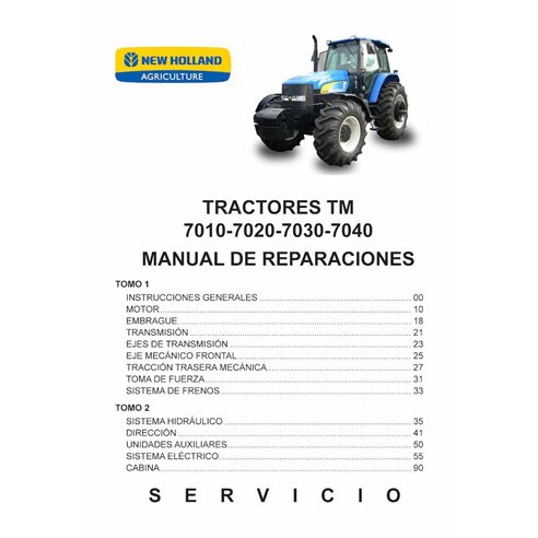 New Holland TM7010, TM7020, TM7030, TM7040 tracteur pdf manuel de réparation ES - New Holland Agriculture manuels - NH-734039...