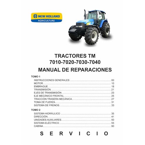 New Holland TM7010, TM7020, TM7030, TM7040 tractor pdf manual de reparación ES - New Holand Agricultura manuales - NH-7340395...