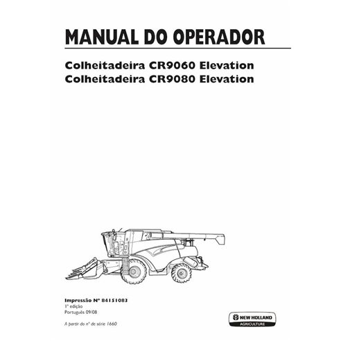 New Holland CR9060, CR9080 combine pdf operator's manual PT - New Holland Agriculture manuals - NH-84151083-PT