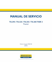 New Holland T8.295, T8.325, T8.355, T8.385 TIER 3 tracteur pdf manuel d'entretien ES - New Holland Agriculture manuels - NH-4...