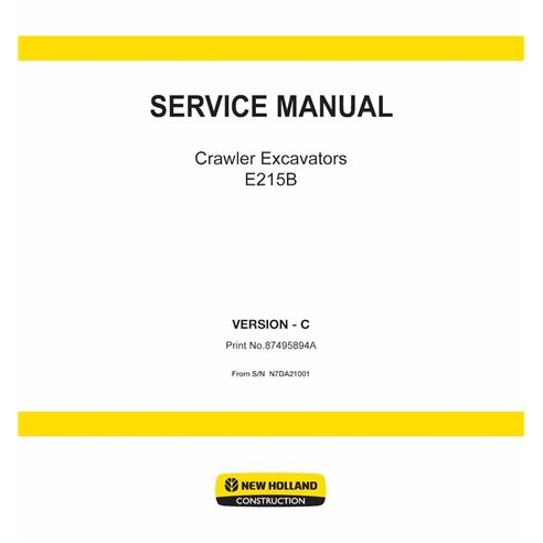 Escavadeira de esteiras New Holland E215B pdf manual de serviço - New Holland Agricultura manuais - NH-87495894A-EN