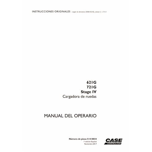 Carregador Case 621G, 721G Stage 4 pdf manual do operador ES - Case manuais - NH-51418834-ES