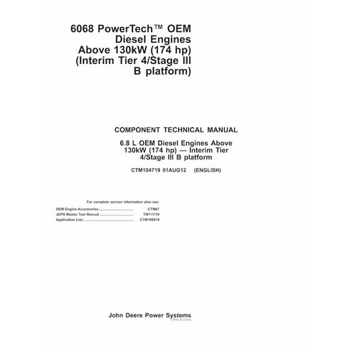 JD-CTM104719-01AUG12 Manual técnico do motor diesel John Deere 6068 PowerTech Level 21 ECU 6.8L (CTM104719)