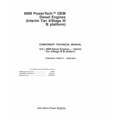John Deere 6090 PowerTech Tier4 Level 21 ECU diesel engine pdf technical manual  - John Deere manuals - JD-CTM104819-16SEP13-EN