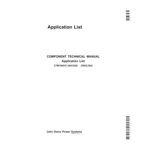John Deere Engine application list pdf technical manual  - John Deere manuals - JD-CTM06819-EN
