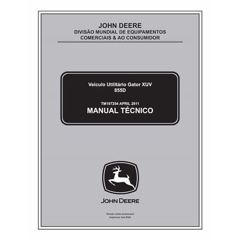 Veículo utilitário John Deere XUV 855D Gator pdf manual técnico PT - John Deere manuais - JD-TM107254-PT