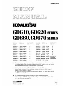 Komatsu GD610, GD620, GD660, GD670 Series grader pdf shop manual  - Komatsu manuals - KOMATSU-SEBMG6150109-EN