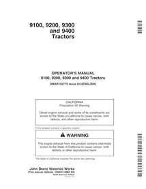 JD-OMAR165770 John Deere 9100, 9200, 9300, 9400 SN 0 - 30000 tractor operator's manual (OMAR165770)