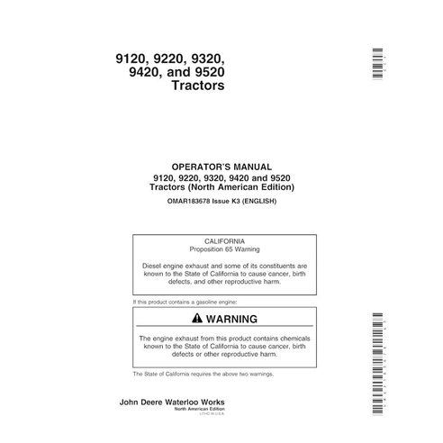 JD-OMAR183678 John Deere 9120, 9220, 9320, 9420, 9520, 9620 SN 0 - 010000 tractor operator's manual (OMAR183678)