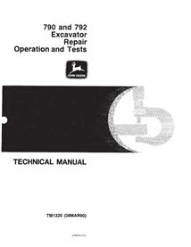 John Deere 790, 792 excavatrice pdf manuel de réparation, d'utilisation et de tests.