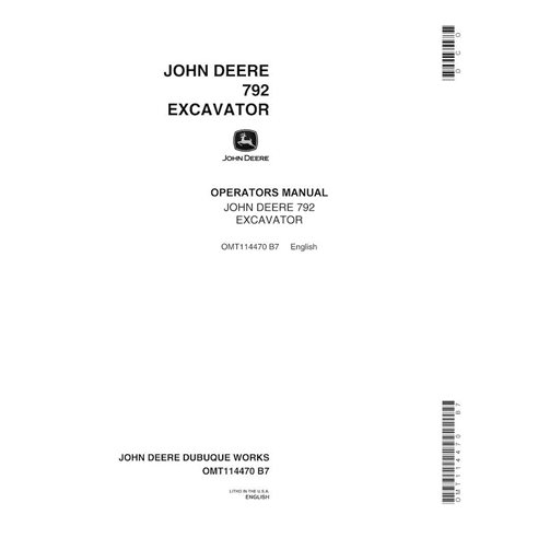 John Deere 792 excavatrice pdf manuel d'utilisation.