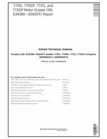 John Deere 770G, 770GP, 772G, 772GP Grader pdf manual técnico de reparación