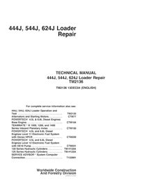 TM2136 John Deere 444J, 544J, 624J loader repair technical manual (TM2136)