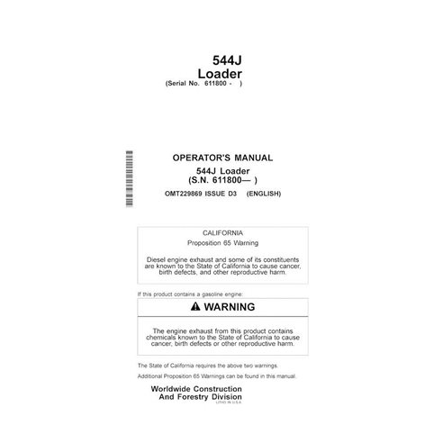 John Deere 544J loader pdf operator's manual 