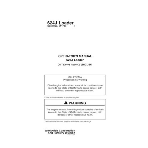 John Deere 624J loader pdf operator's manual 