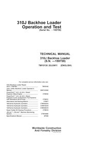 TM10130 John Deere 310J chargeur pdf fonctionnement et test manuel technique.