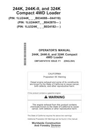 John Deere 244K, 244K-II, 324K loader pdf operator's manual 