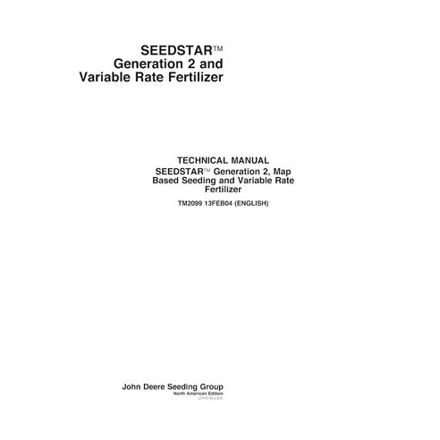 TM2099 Manual de diagnóstico e testes de fertilizantes John Deere Seedstar, Seedstar 2, Seedstar XP (TM2099)
