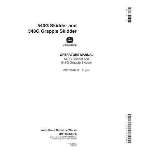 John Deere 540G, 548G SN 558204- skid loader pdf operator's manual 
