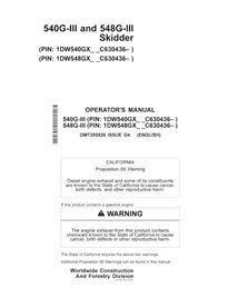 John Deere 540G-III, 548G-III PIN: 1DW54xGX_ _C630436- skid loader pdf operator's manual 