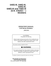 JD-OMT183331 John Deere 540G-III, 548G-III, 640G-III,648G-III and 748G-III 576253- skid loader operator's manual (OMT183331)