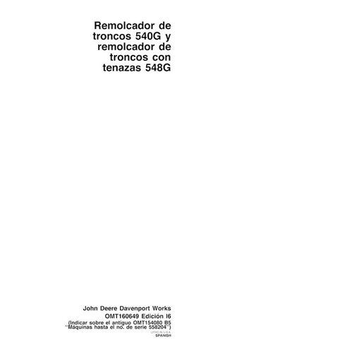 John Deere 540G, 548G SN 558205- mini chargeur pdf manuel d'utilisation ES