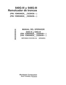 John Deere 540G-III, 548G-III (PIN: 1DW54xGX__ _C630436- skid loader pdf manual do operador ES