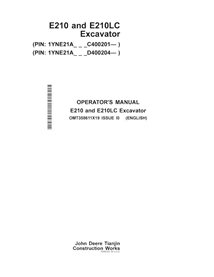 JD-OMT358611X19 John Deere E210, E210LC excavator operator's manual (OMT358611X19)