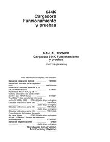 John Deere 644K SN -642443 chargeur pdf manuel technique de réparation