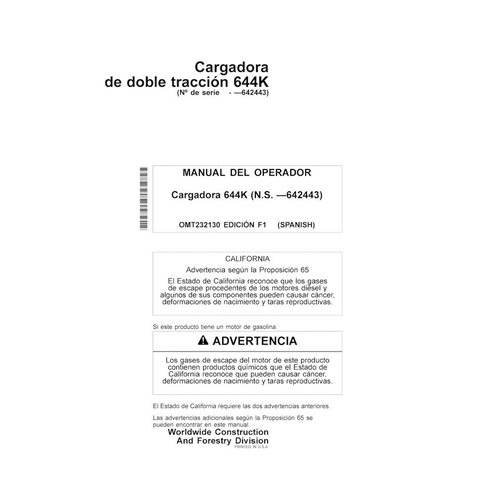 JD-OMT232130-ES John Deere 644K SN -642443 loader operator's manual ES (OMT232130)