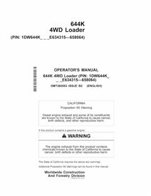 John Deere 644K SN -658064 cargador pdf manual del operador