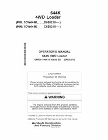 John Deere 644K SN 658218- loader pdf operator's manual 