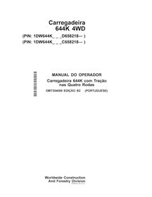 John Deere 644K SN 658218- manuel d'utilisation du chargeur pdf PT