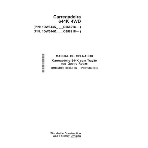 JD-OMT354009-PT John Deere 644K SN 658218- loader operator's manual PT (OMT354009)