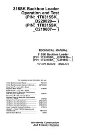 TM12471 John Deere 315SK backhoe loader operation and test technical manual (TM12471)