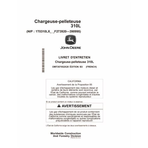 John Deere 310L tractopelle pdf manuel d'utilisation ES