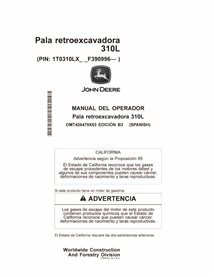 JD-OMT426479X63-ES John Deere 310L backhoe loader operator's manual ES (OMT426479X63)