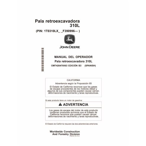 John Deere 310L  backhoe loader pdf operator's manual ES