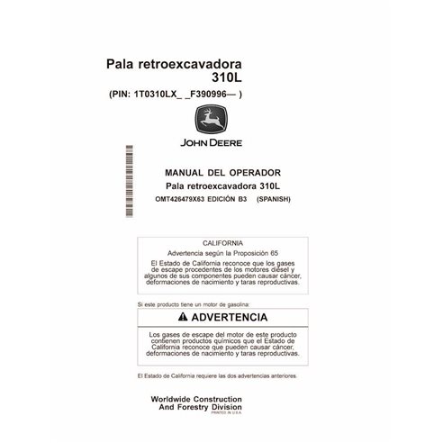 John Deere 310L retroescavadeira pdf manual do operador ES