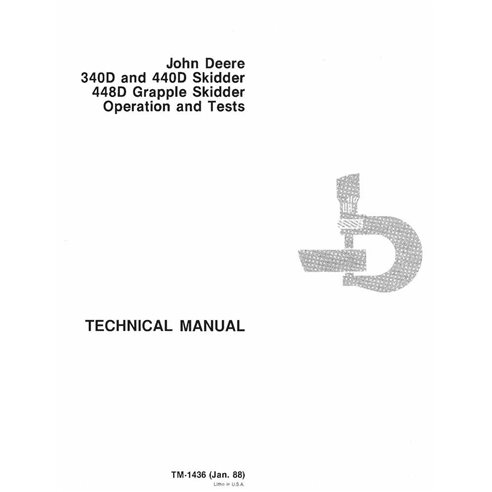 John Deere 340D, 440D, 448D skid loader pdf operación y manual técnico de prueba