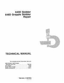 John Deere 640D, 648D skid loader pdf manuel technique de réparation