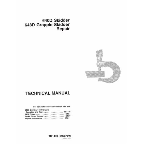 John Deere 640D, 648D cargador deslizante manual técnico de reparación de pdf
