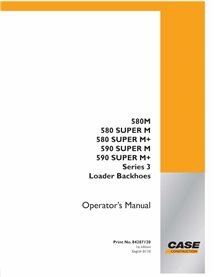 Manual do operador da retroescavadeira Case 580M, 580SM, 590M, 590SM Série 3 pdf - Case manuais - CASE-84287120-EN